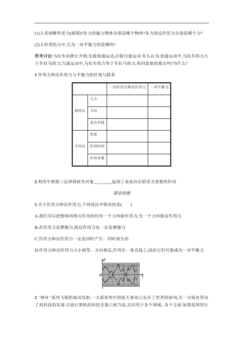 2019-2020学年物理高中人教版必修1学案：4.5牛顿第三定律 Word版含解析.pdf_第3页