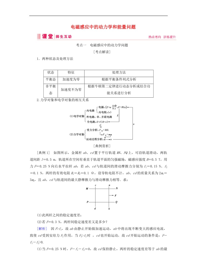 2020高考物理一轮总复习第十章链接高考12电磁感应中的动力学和能量问题讲义含解析新人教版.pdf_第1页