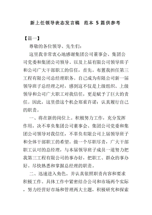 新上任领导表态发言稿范本5篇供参考.doc