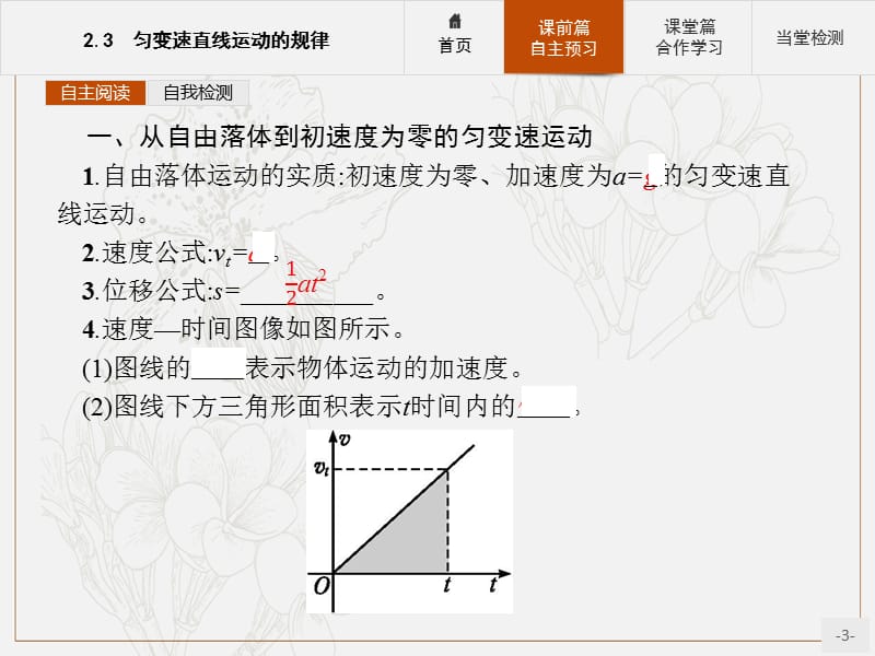 2019-2020学年高中物理沪科版必修1课件：2.3 匀变速直线运动的规律 .pptx_第3页