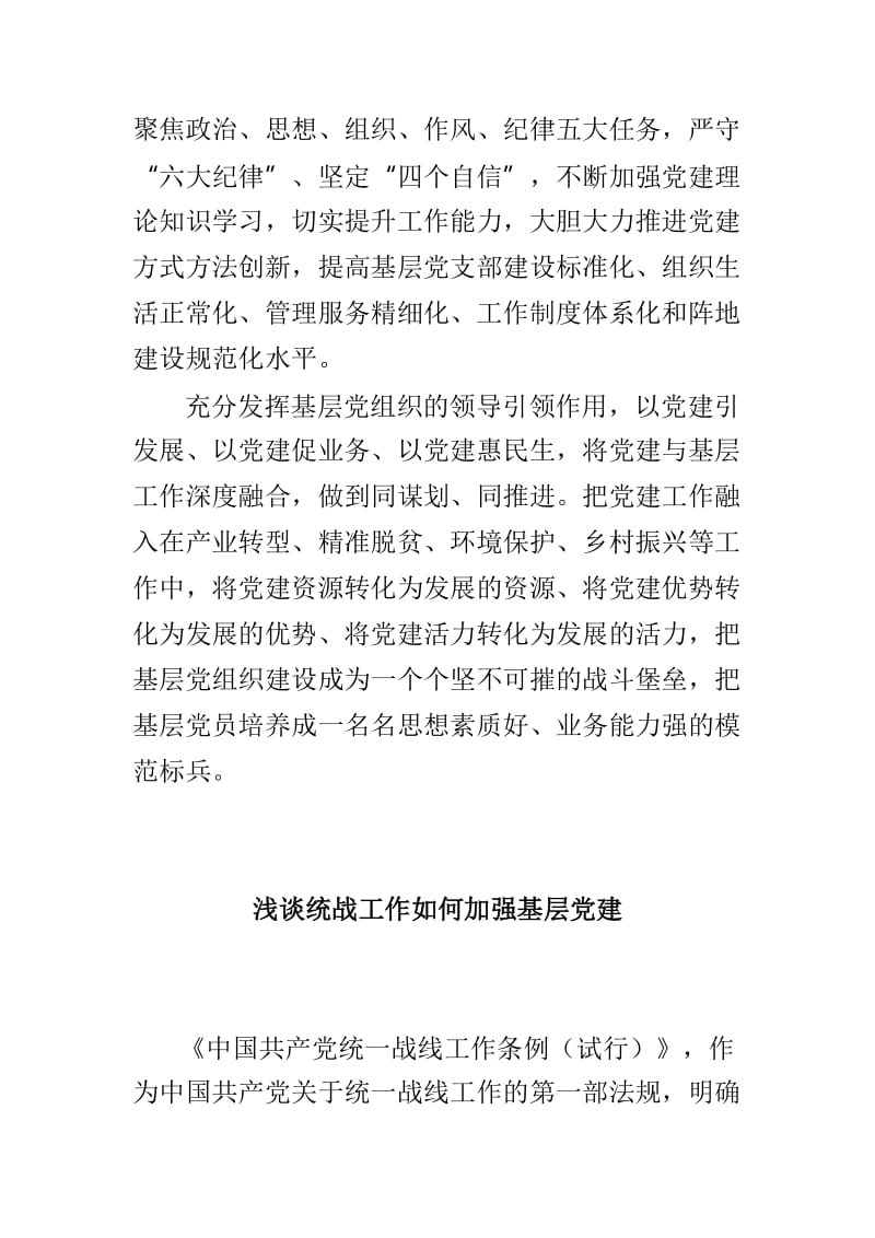 浅谈当好新时代合格基层党建工作者与统战工作如何加强基层党建合集.doc_第2页