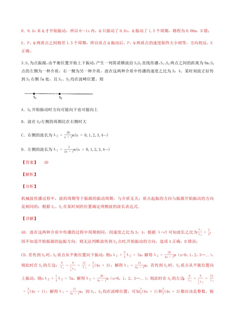 2019年高考物理备考优生百日闯关系列专题16机械振动和机械波含解析.pdf_第3页