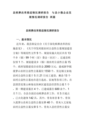 县殡葬改革推进情况调研报告与县小微企业发展情况调研报告两篇.doc