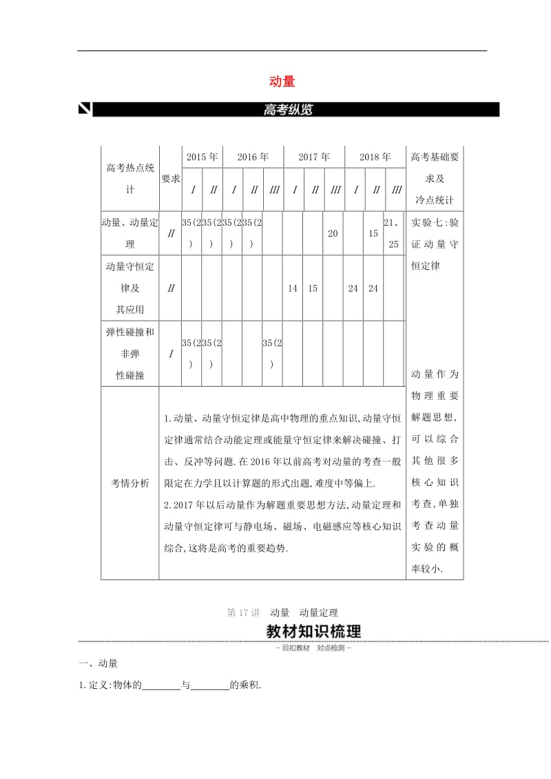 全品复习方案2020届高考物理一轮复习第6单元动量听课正文含解析.pdf_第1页