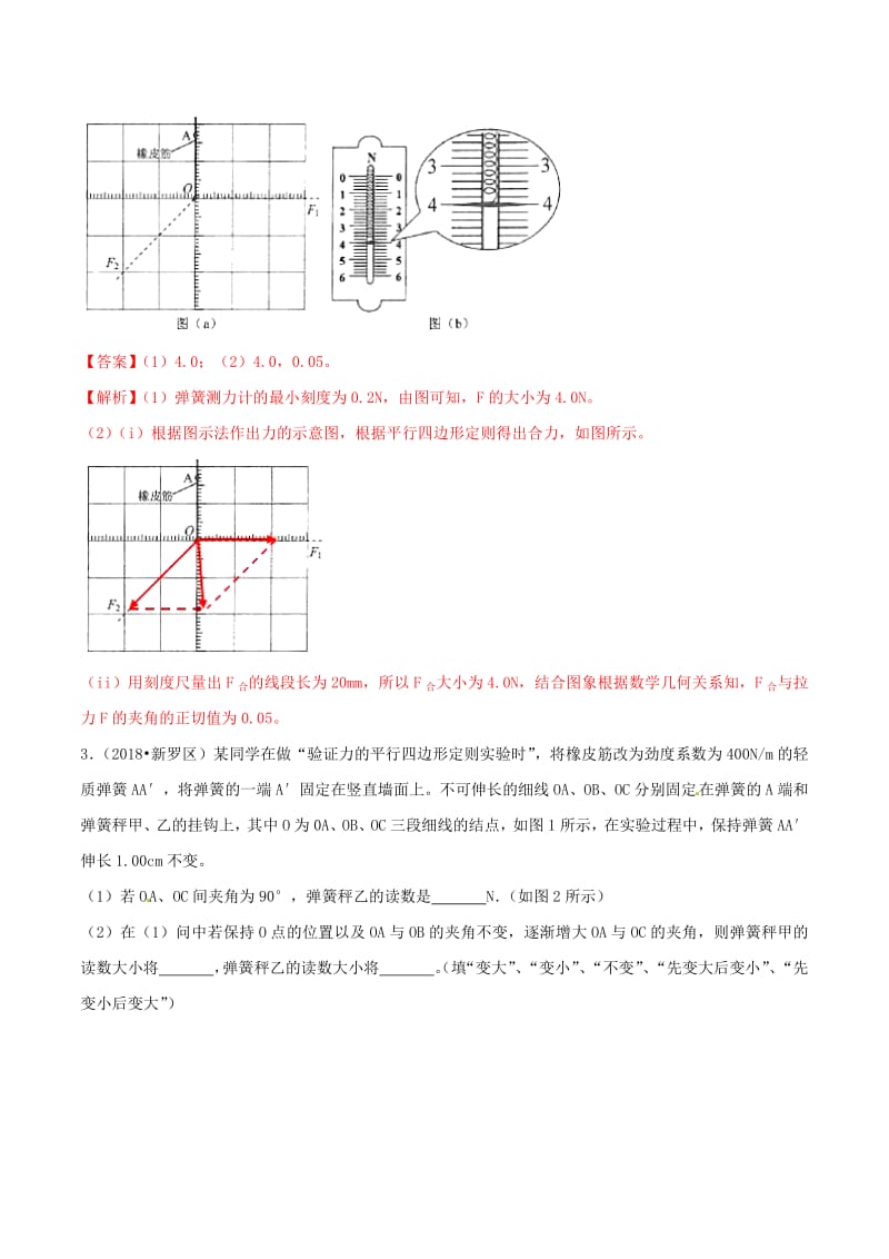 2019年高考物理一轮复习专题05验证力的平行四边形定则含解析2.pdf_第3页