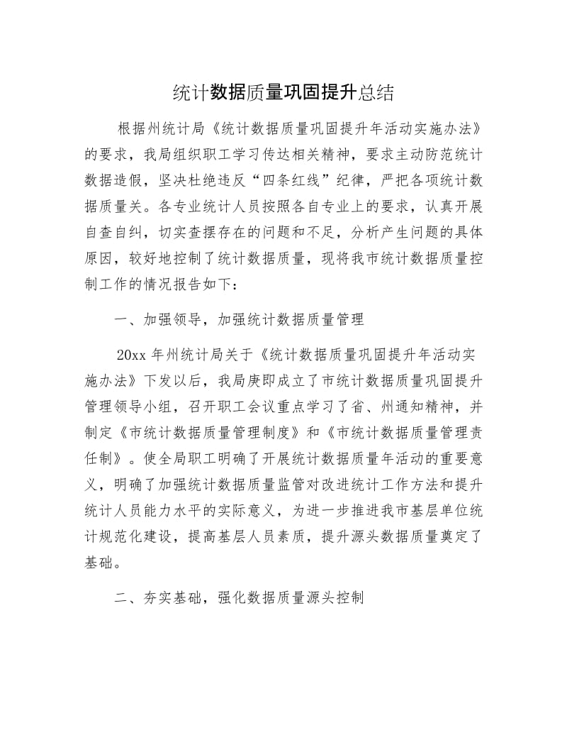 统计数据质量巩固提升总结.docx_第1页