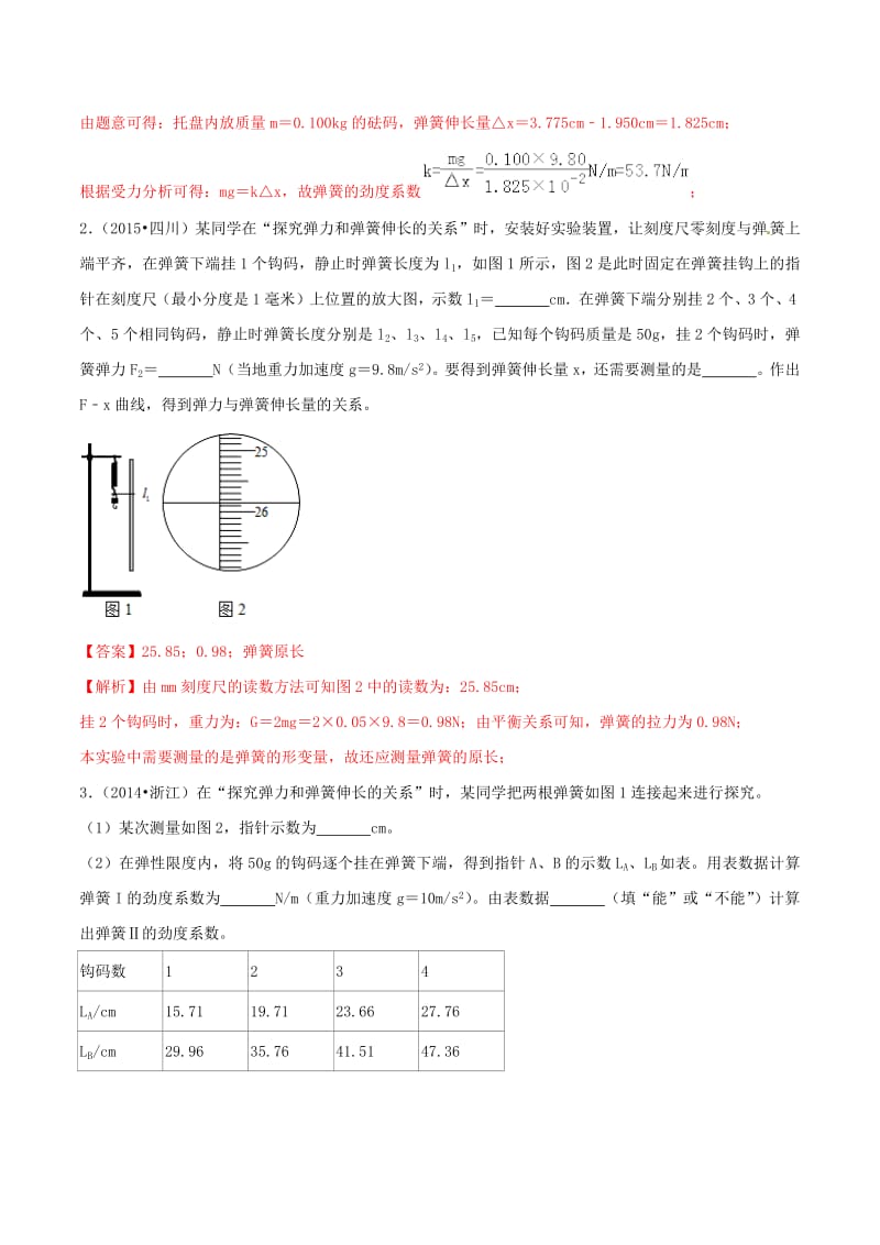 2019年高考物理一轮复习专题04验证胡克定律含解析2.pdf_第2页