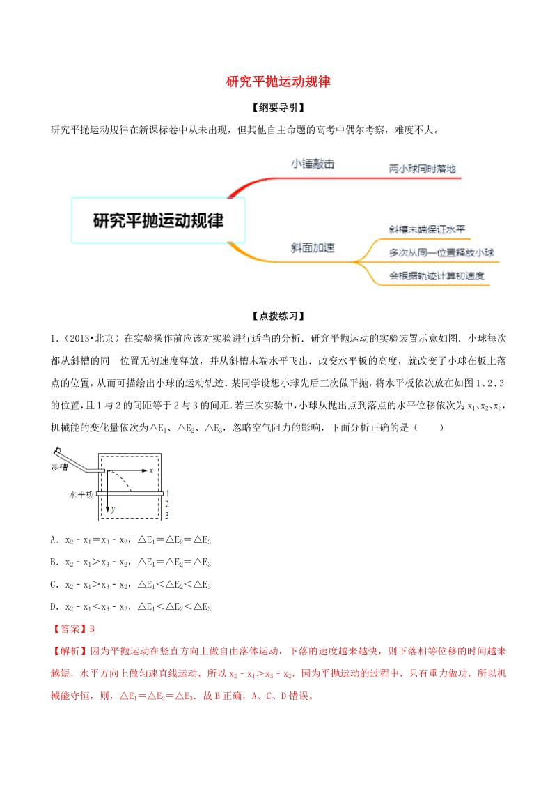 2019年高考物理一轮复习专题06研究平抛运动规律含解析2.pdf_第1页