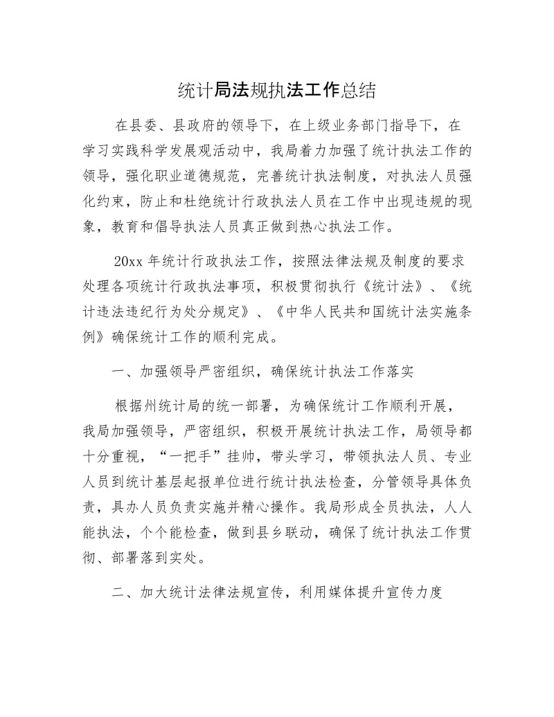 统计局法规执法工作总结.docx_第1页