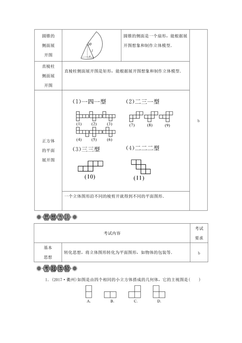 【名校精品】浙江省中考数学总复习第五章基本图形(二)第26讲三视图与展开图讲解篇.doc_第2页