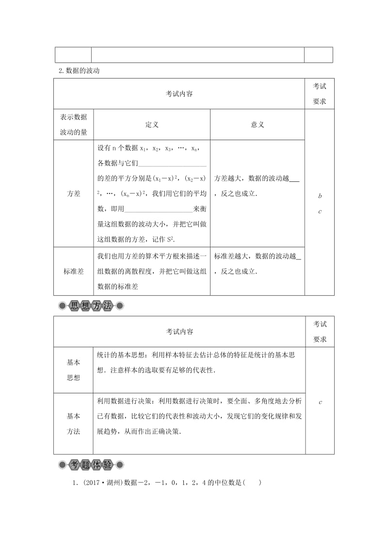 【名校精品】浙江省中考数学总复习第六章统计与概率第31讲数据的分析及其应用讲解篇.doc_第2页