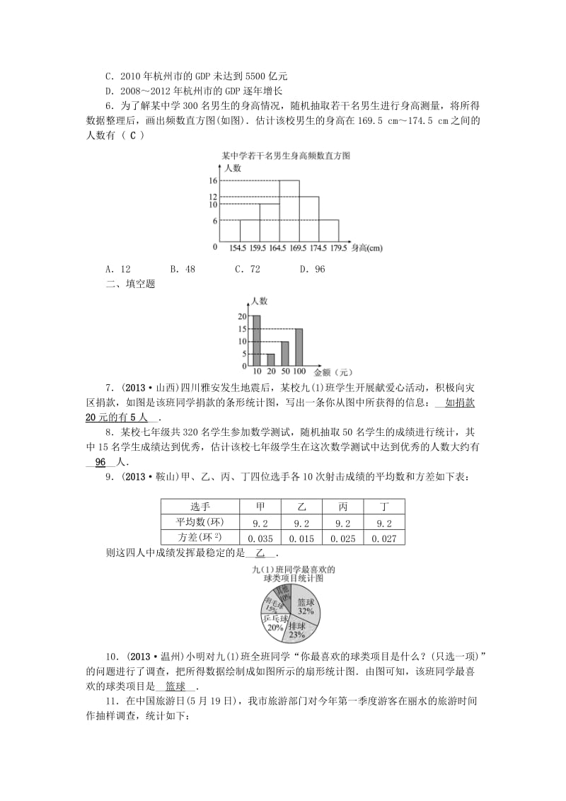 【名校精品】中考数学：（第15讲）《统计的应用》考点集训.doc_第2页