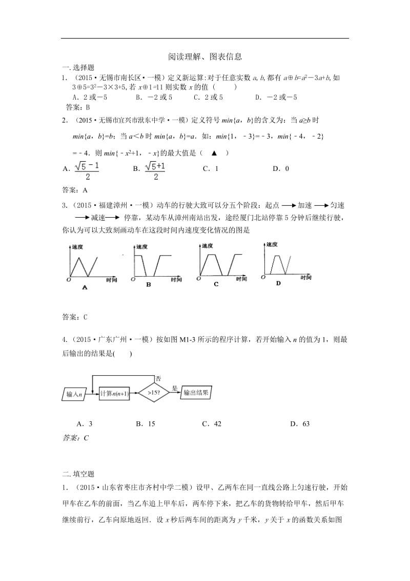 中考数学模拟试卷精选汇编：阅读理解 图表信息.doc_第1页