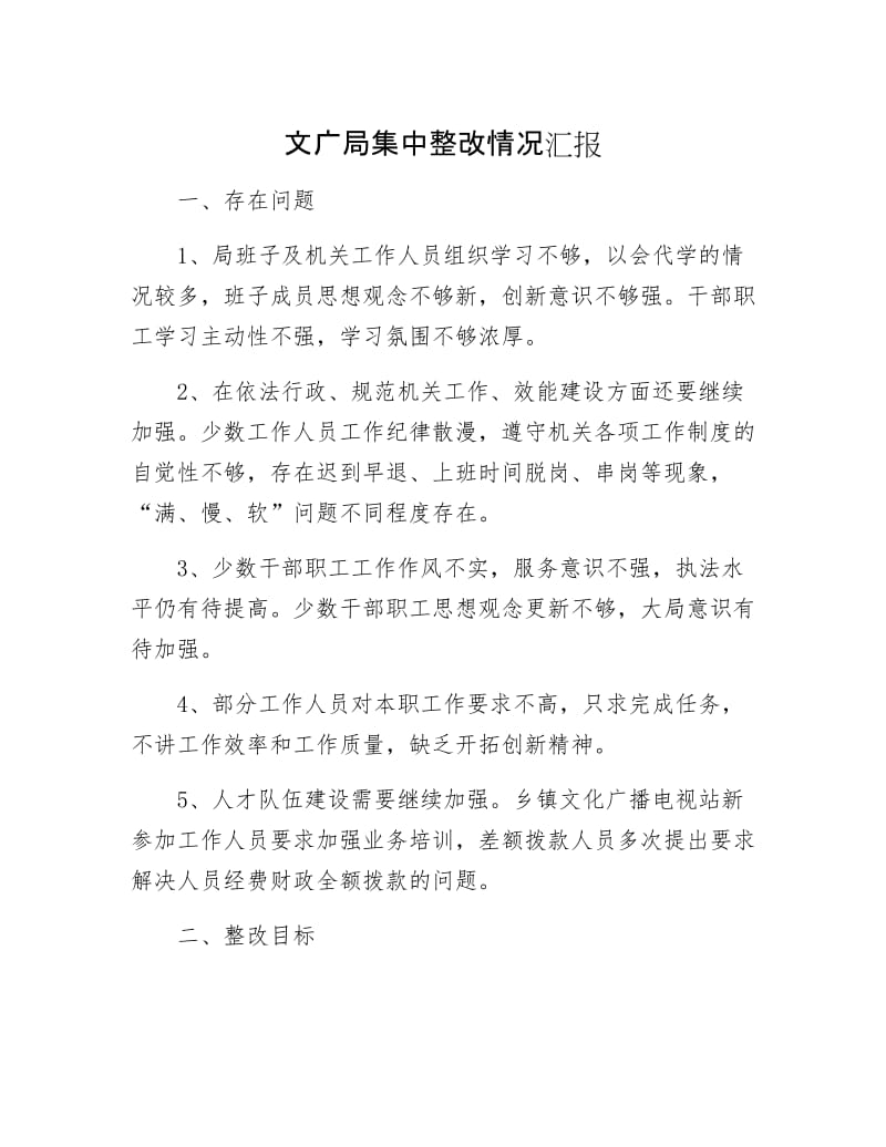 文广局集中整改情况汇报.docx_第1页