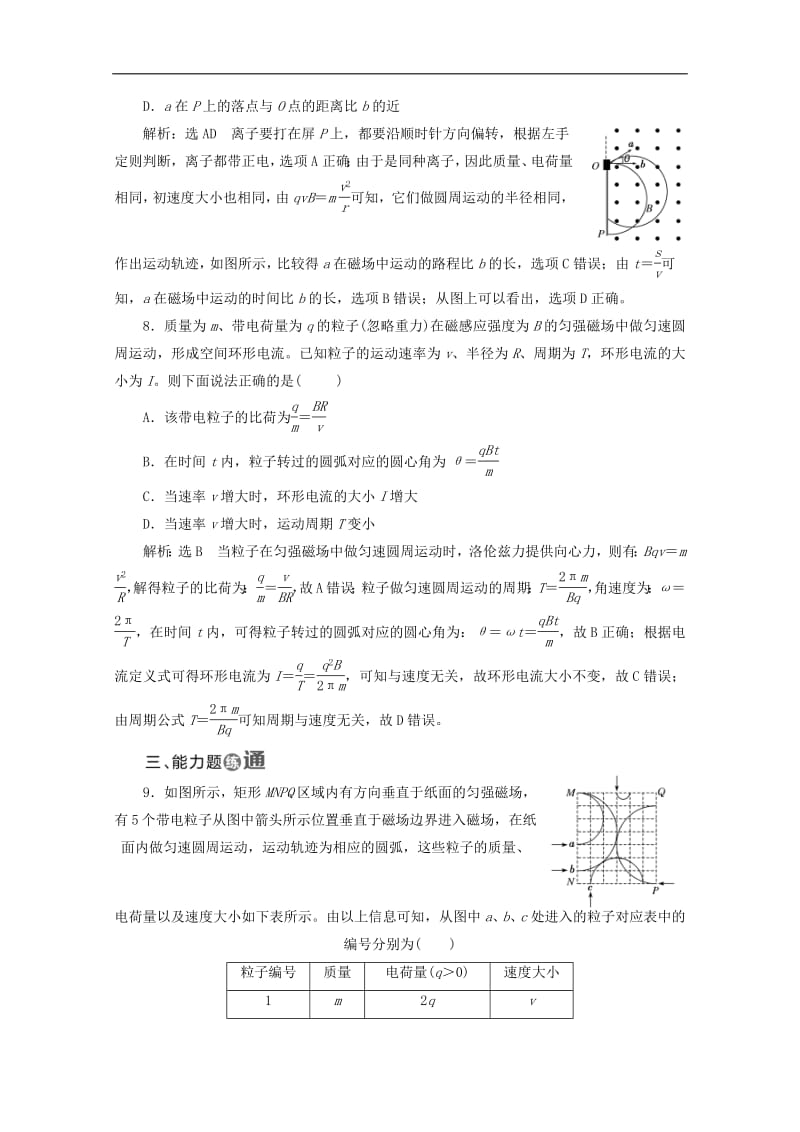 山东省专用2018_2019学年高中物理第三章磁场课时跟踪检测十七带电粒子在匀强磁场中的运动含解析新人教版选修3_1.pdf_第3页