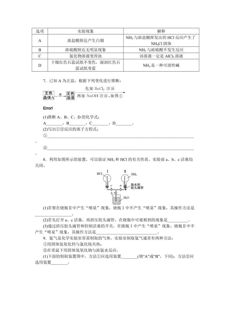 精品高一化学苏教版必修1：课时跟踪检测（二十六）氮肥的生产和使用 Word版含解析.doc_第2页