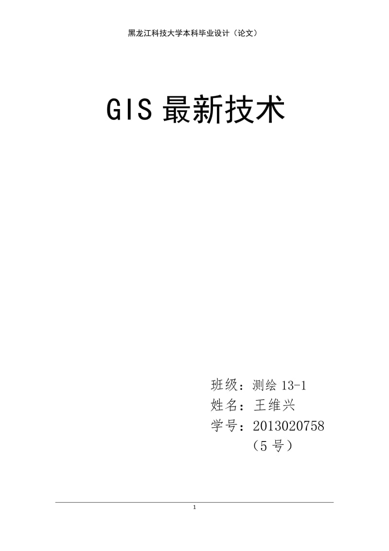 GIS的最新技术设计毕业论文1.docx_第1页