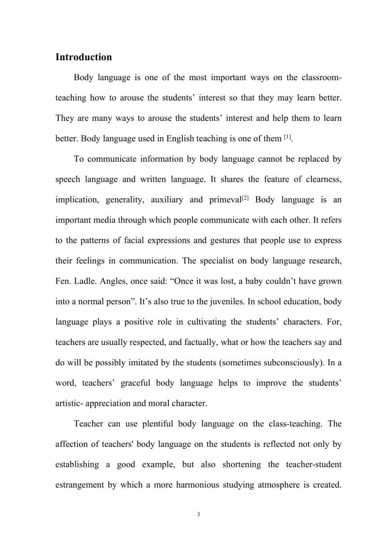 Body Language in Classroom Teaching and Its Cultural Differences 英语专业毕业论文.doc_第3页