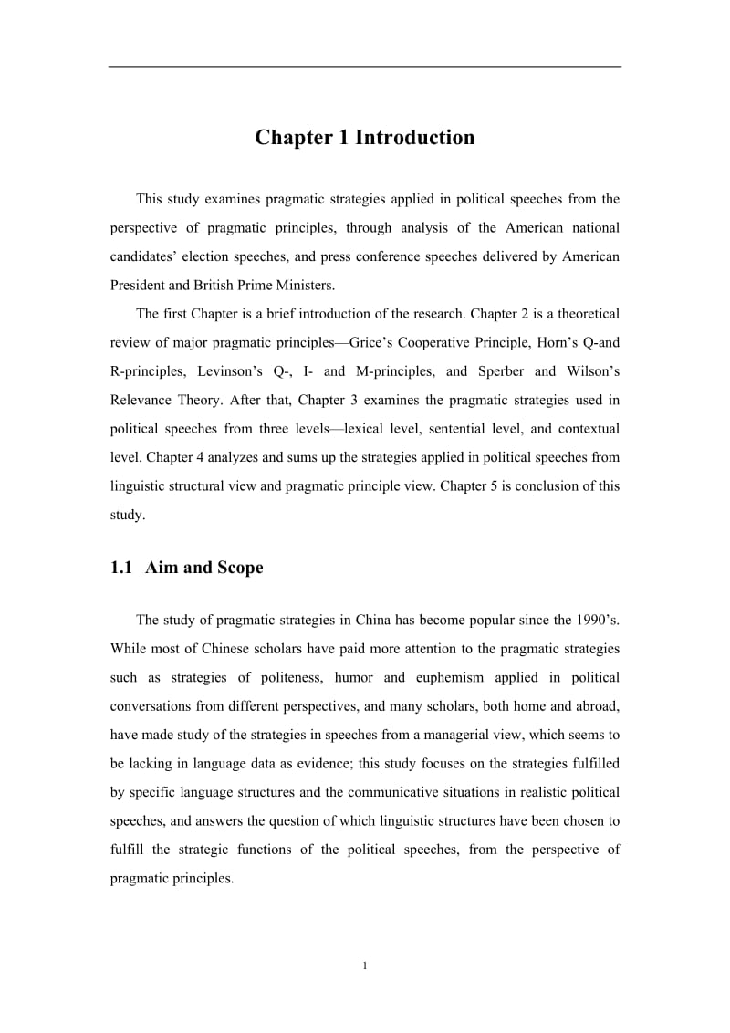 Analysis of Pragmatic Strategies in Political Speeches 政治演讲中的语用策略 英语专业硕士论文.doc_第3页