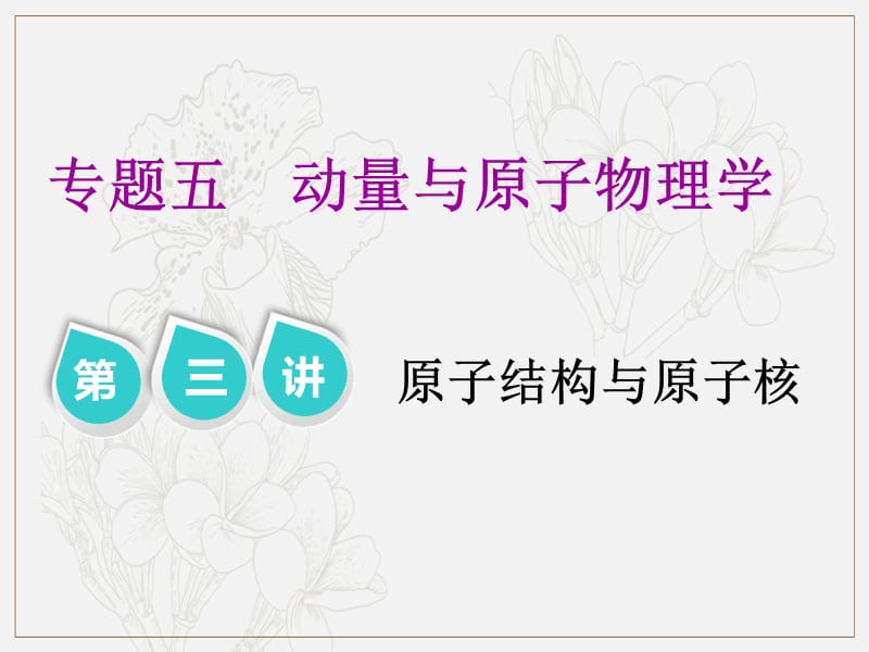 2019版高考物理江苏专版二轮复习课件：专题五 第三讲 原子结构与原子核 .ppt_第1页