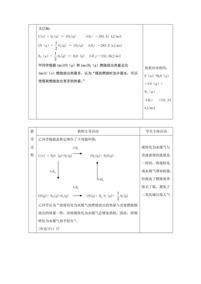 精品高中化学苏教版选修四教案：1.1化学反应中的热效应第4课时能源的充分利用.doc_第3页