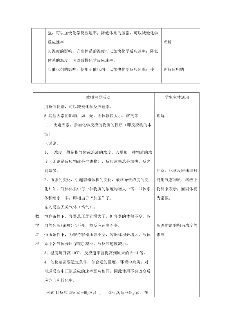 精品高中化学苏教版选修四教案：2.1化学反应速率第2课时影响化学反应速率的因素.doc_第2页