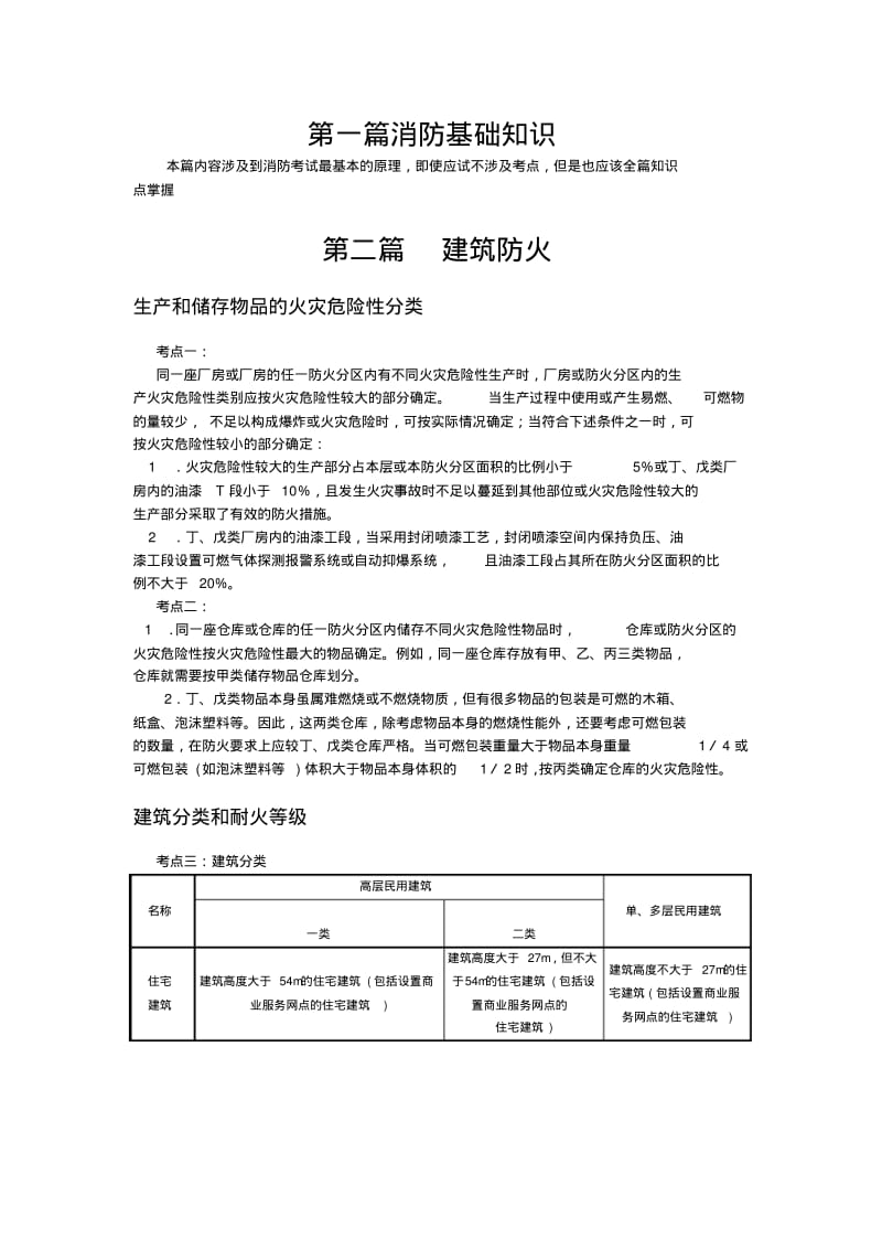 2017消防工程师建筑防火篇考点.pdf_第1页