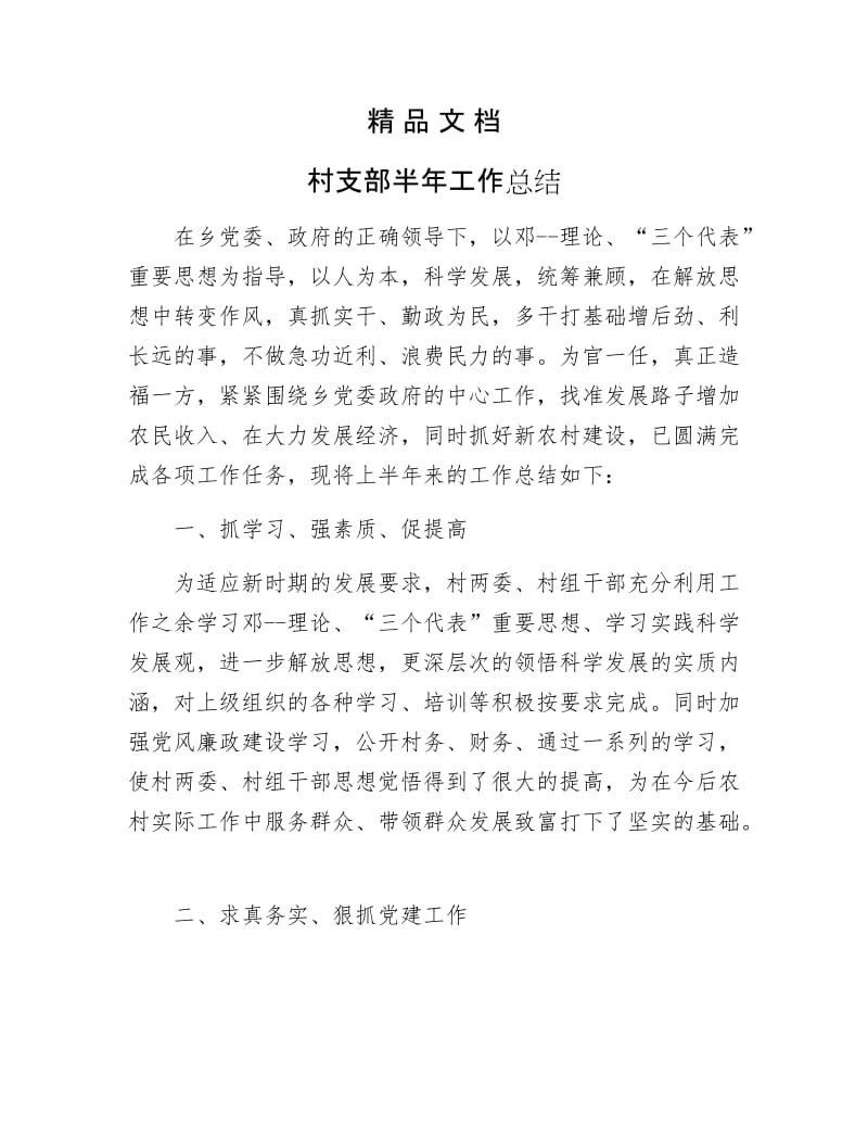 《村支部半年工作总结》.docx_第1页