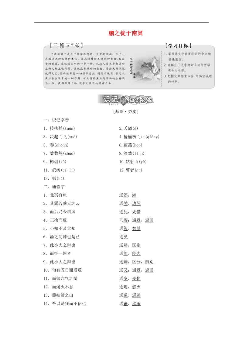 2019版高中语文第五单元第二节鹏之徙于南冥讲义新人教版选修先秦诸子蚜.pdf_第1页