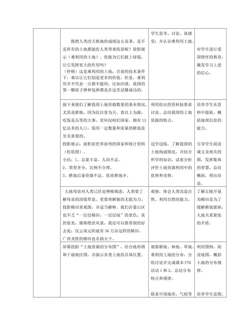 【最新】八年级地理上册第三章第二节土地资源第1课时教案新人教版.doc_第2页