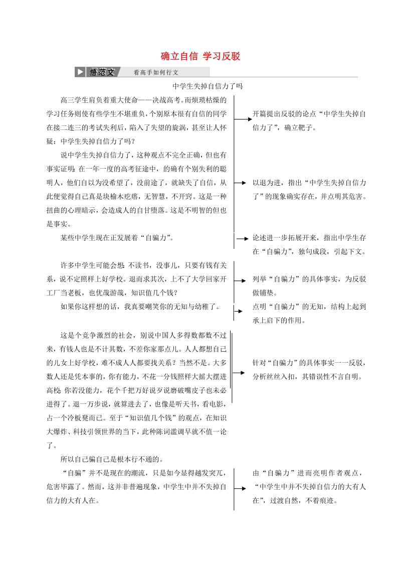 2019年高中语文单元序列写作三确立自信学习反驳讲义新人教必修.pdf_第1页