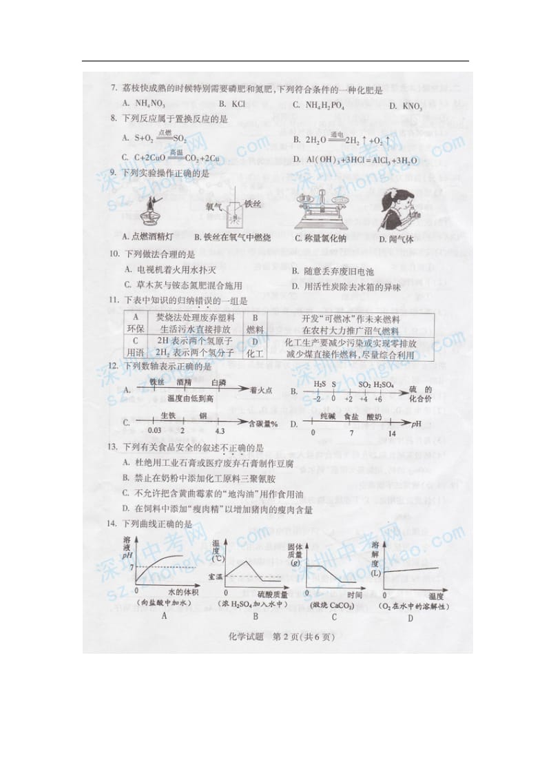 2011年广东省初中毕业生学业考试化学试卷与答案.doc_第2页