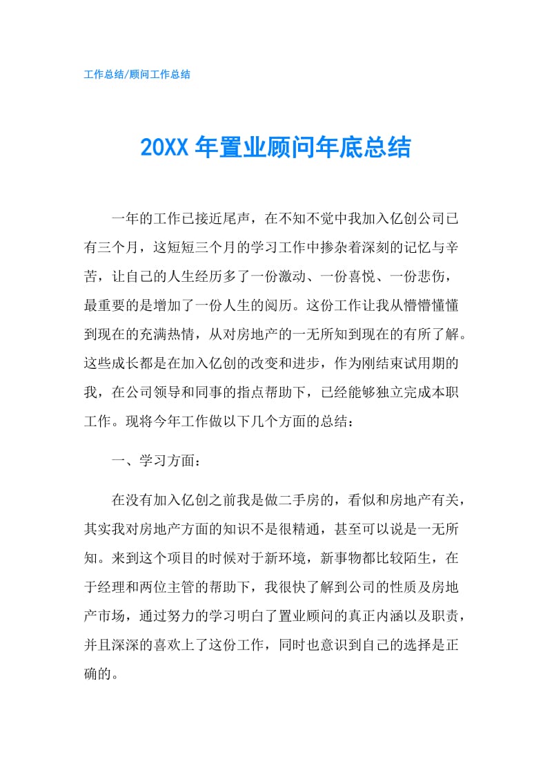 20XX年置业顾问年底总结.doc_第1页