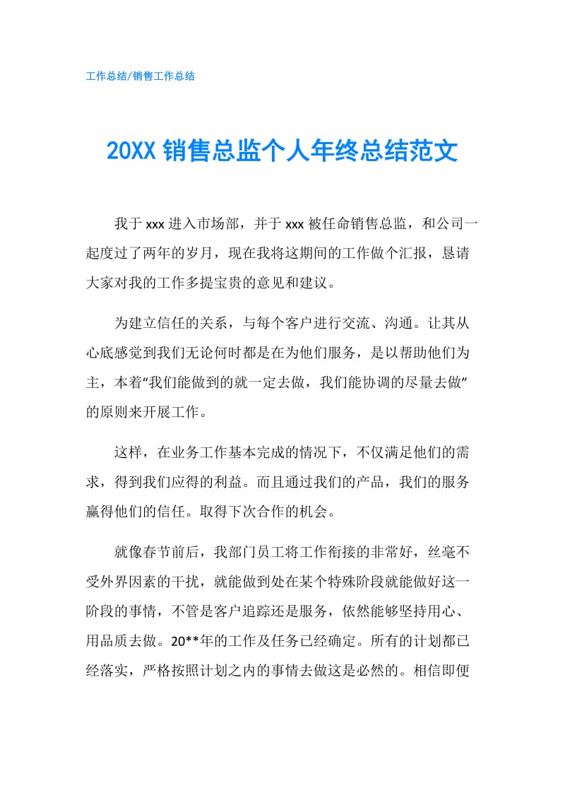 20XX销售总监个人年终总结范文.doc_第1页