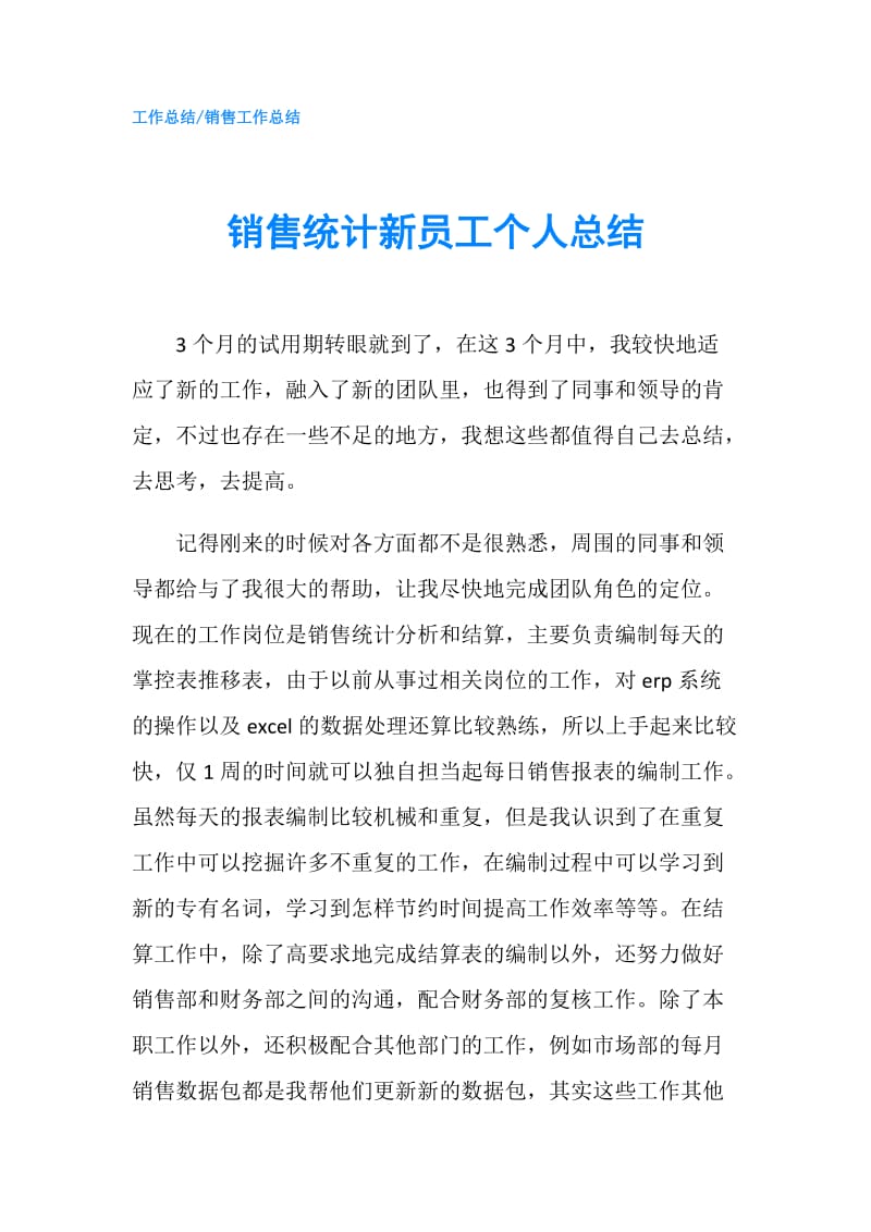 销售统计新员工个人总结.doc_第1页