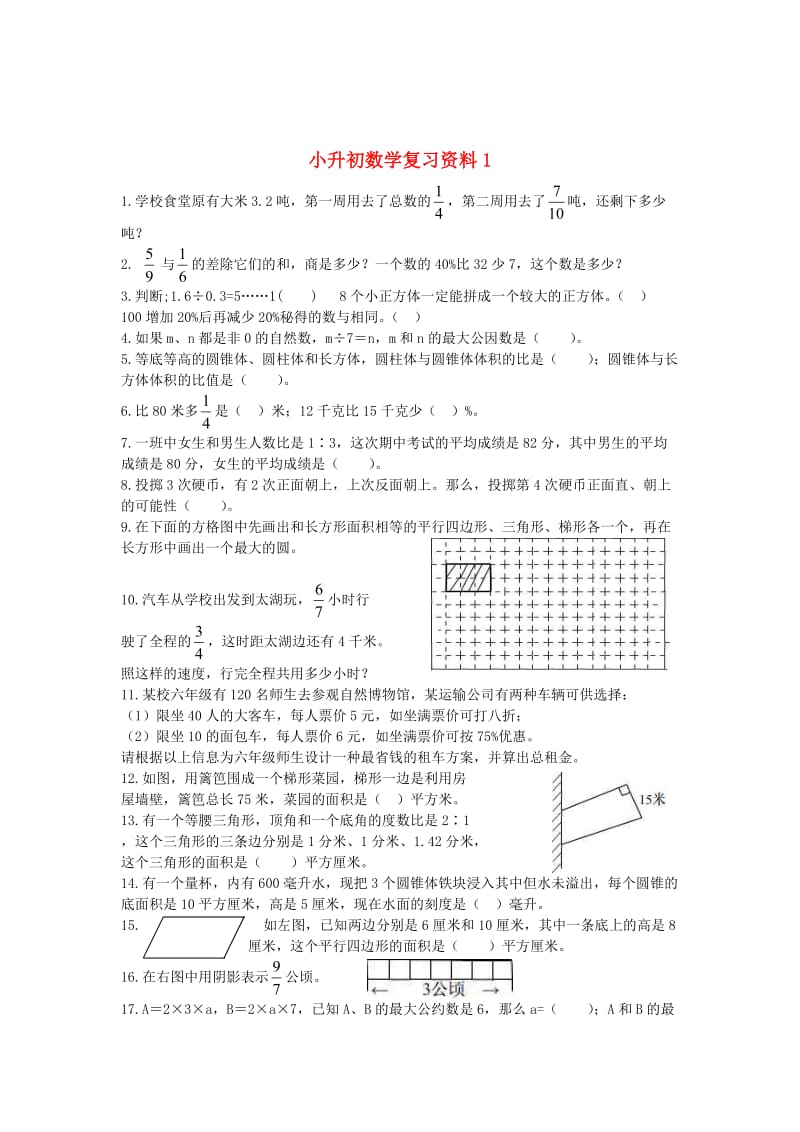 西师大版小升初数学复习资料【1】.doc_第1页