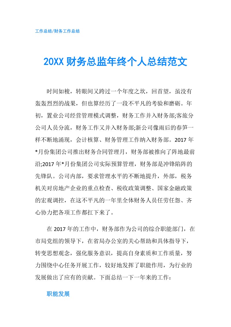 20XX财务总监年终个人总结范文.doc_第1页