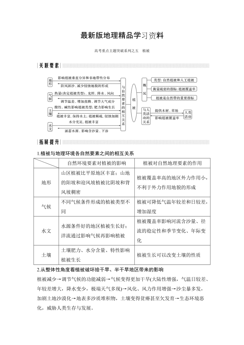 【最新】地理创新设计《二轮专题复习》全国通用文档：高考重点主题突破系列之五 Word版含答案.doc_第1页