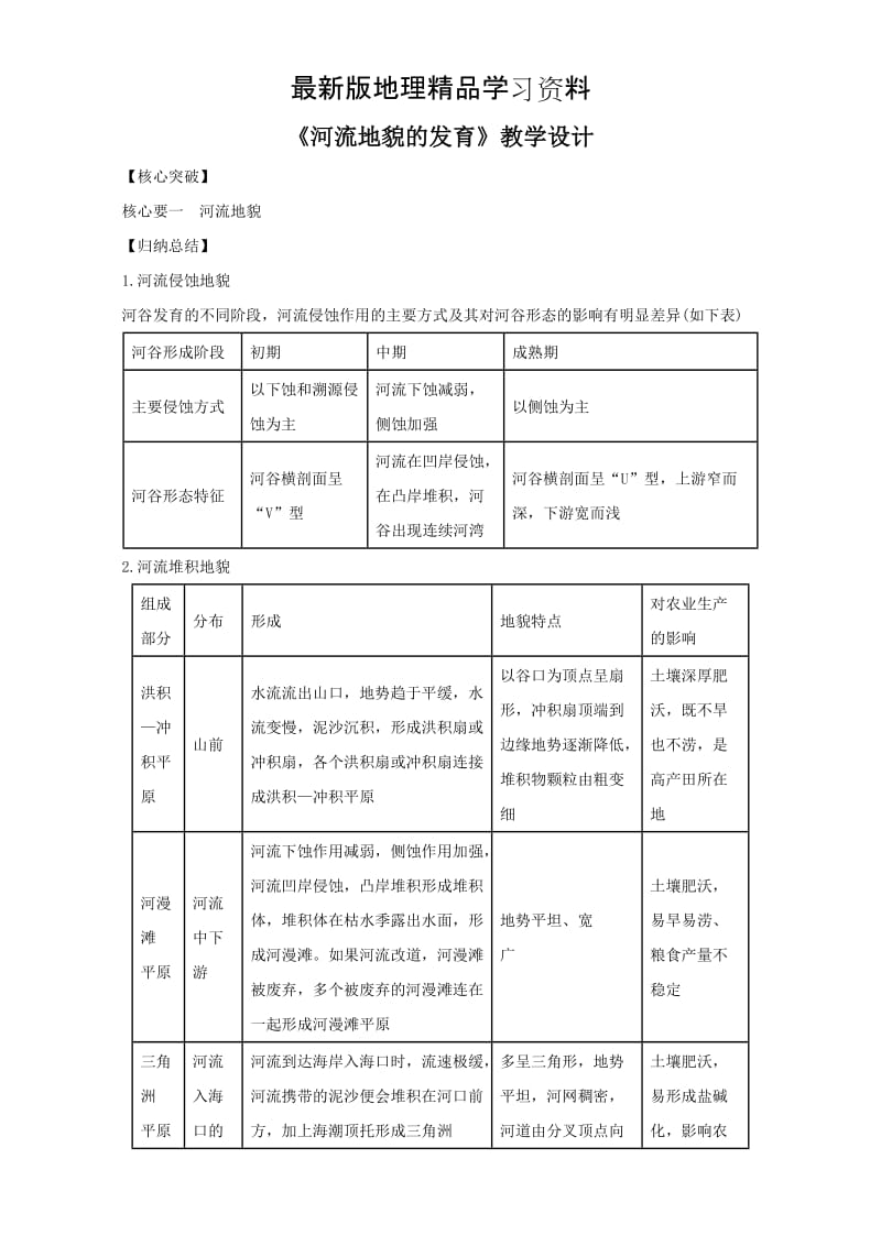 【最新】地理人教版一师一优课必修一教学设计：第四章 第三节《河流地貌的发育》3 Word版含答案.doc_第1页