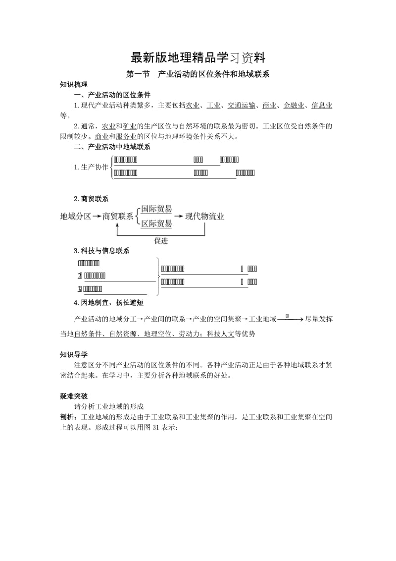 【最新】地理湘教版必修2学案：知识导航 第三章 第一节　产业活动的区位条件和地域联系 Word版含解析.doc_第1页