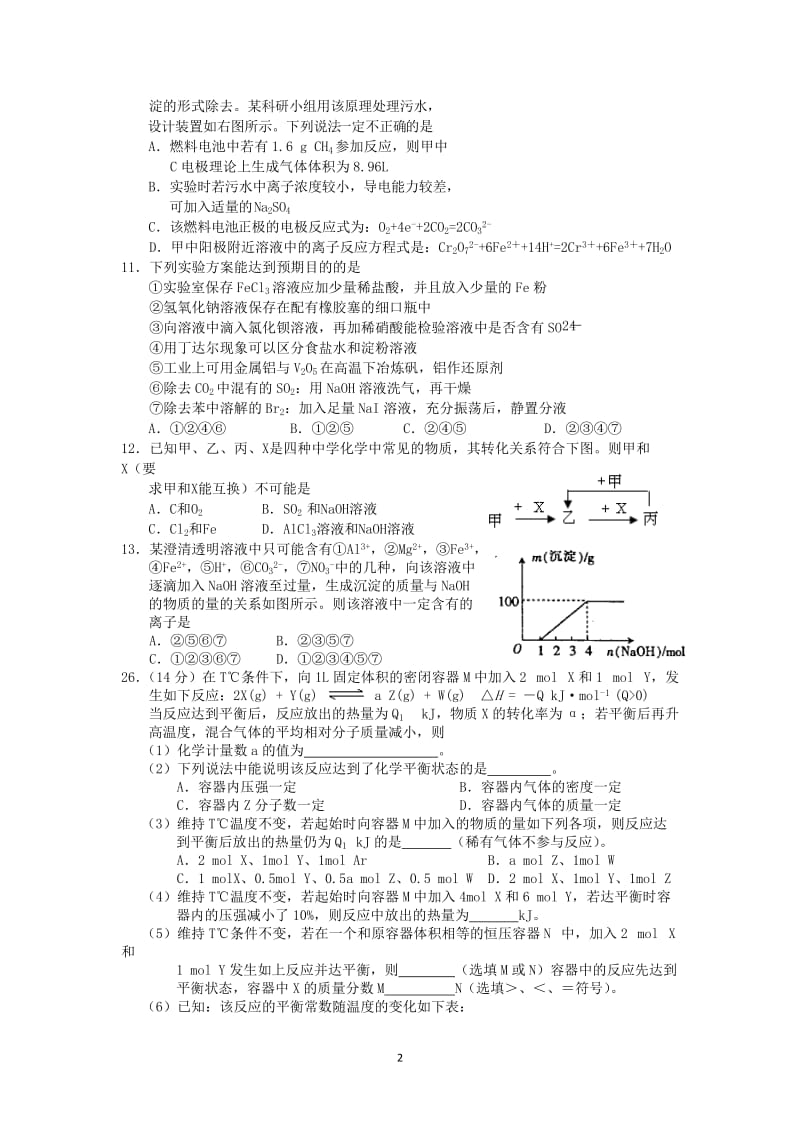 河北省邯郸市2012届高三化学第二次模拟考试试题新人教版.doc_第2页