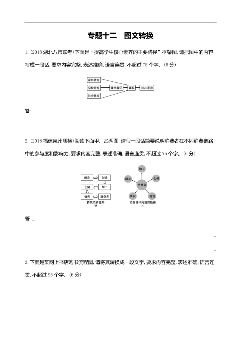 2019届高考语文二轮训练：专题十二　图文转换 Word版含解析.docx_第1页