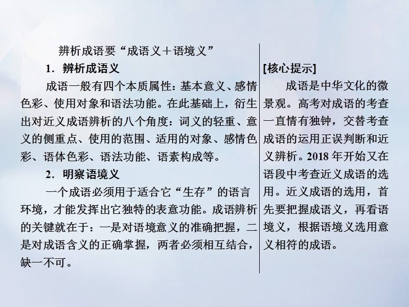 2019年高考语文高分技巧二轮复习专题课件：七抢分点一成语运用题__准确辨析近义成语课件.ppt_第2页