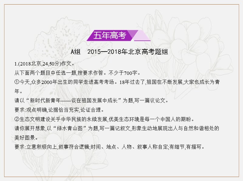 （北京版5年高考3年模拟）2019年高考语文专题：六2011—2018年高考优秀作文选课件.pptx_第2页