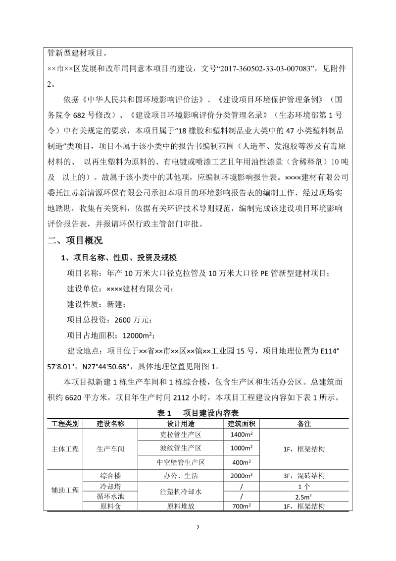 年产10万米大口径克拉管及10万米大口径PE管新型建材项目项目环境影响报告表.doc_第2页