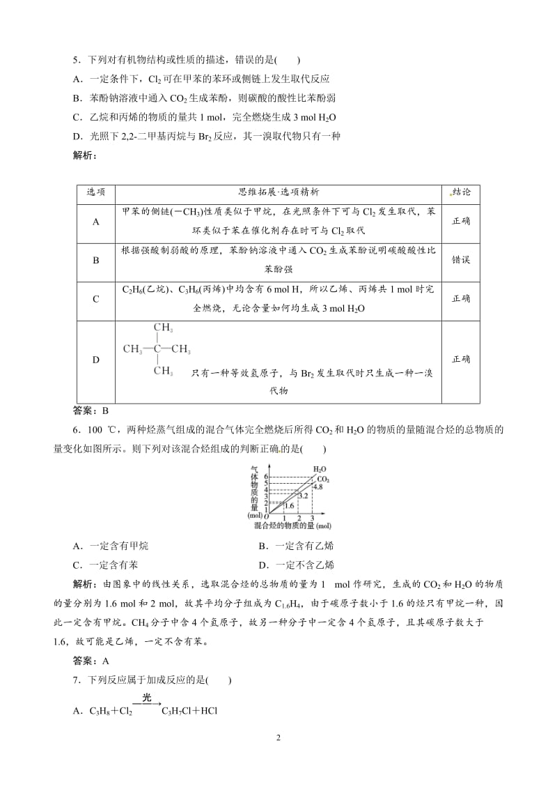 高考总复习同步训练：第10章 第29讲 来自石油和煤的两种化工原料.doc_第2页