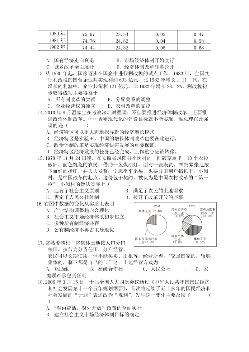 【最新】（衡水万卷）高三历史二轮复习高考作业卷必修二（四）中国特色社会主义建设的道路 含解析.doc_第3页