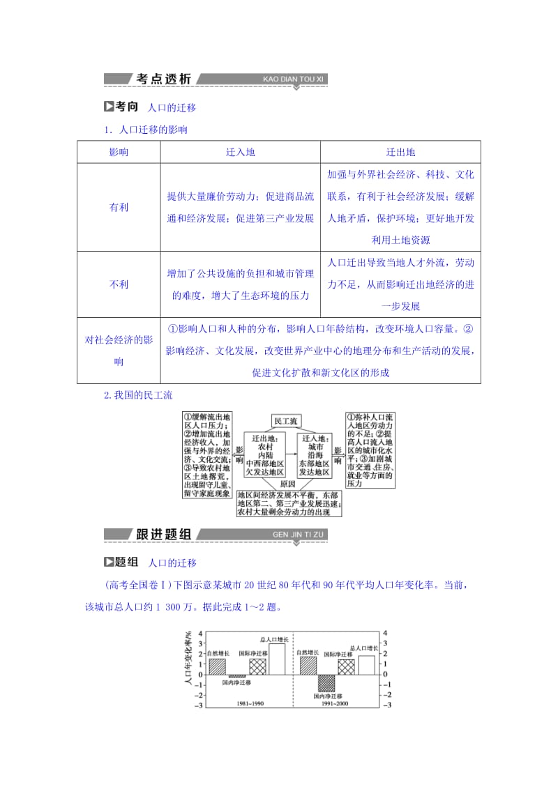 【最新】高考地理大一轮复习文档：第六章　人口的变化 第15讲 人口的空间变化 Word版含答案.doc_第2页