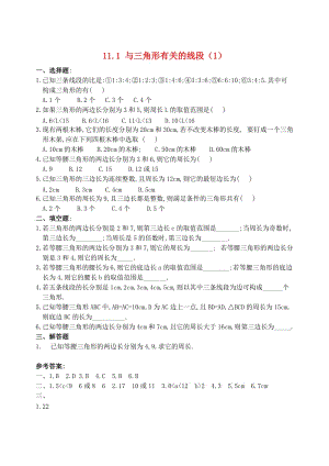 （最新）八年级数学上册 11.1 与三角形有关的线段第1课时同步练习 人教版.doc