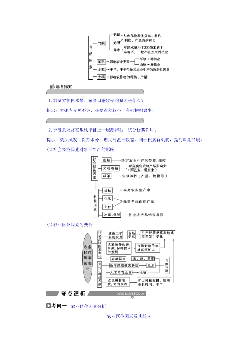 【最新】高考地理大一轮复习文档：第八章　农业地域的形成与发展 第18讲 农业的区位选择 Word版含答案.doc_第2页